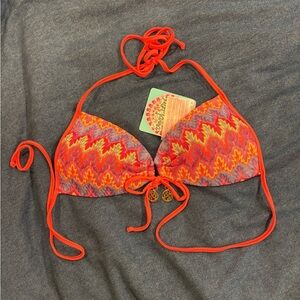 Luli Fama Song of the Sea bikini top molded push up halter sz M new with tags